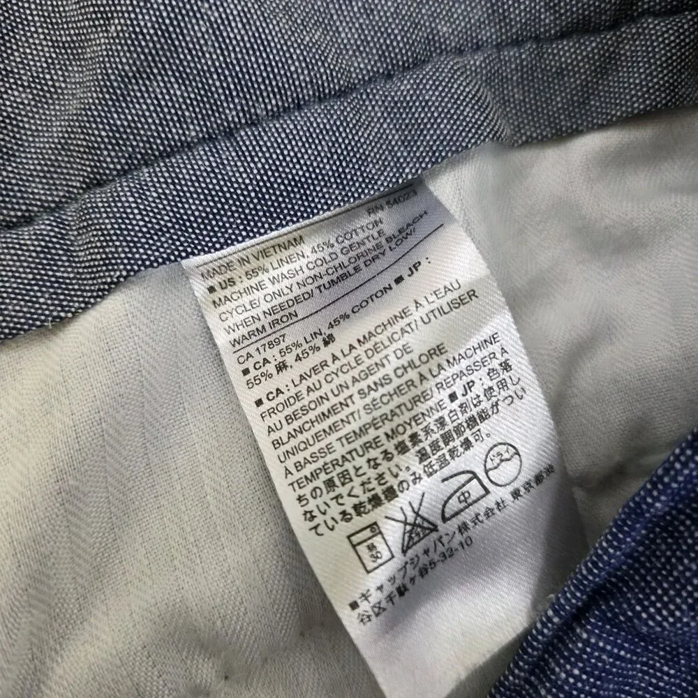Banana Republic Aiden Short Men 34 Linen Blend Lakeside Blue 10in Inseam